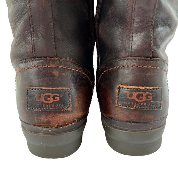 UGG Elsa Tall Waterproof Leather and Wool Riding Boots Size 8 - Picture 9 of 13